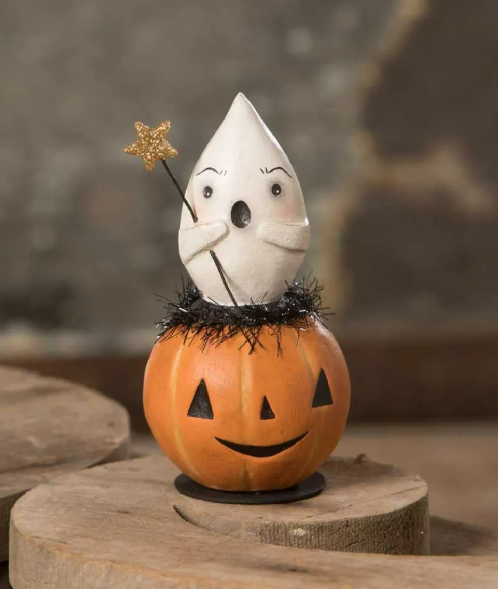 Bethany Lowe Halloween* Ml0430 - Spooked Ghost In Jack O'Lantern