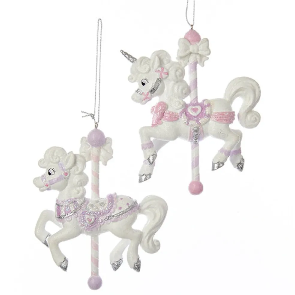 Kurt Adler Christmas Tree*C7905 Sugar Plum Carousel Horse Ornaments 2 Assorted Kurt S.Adler New York