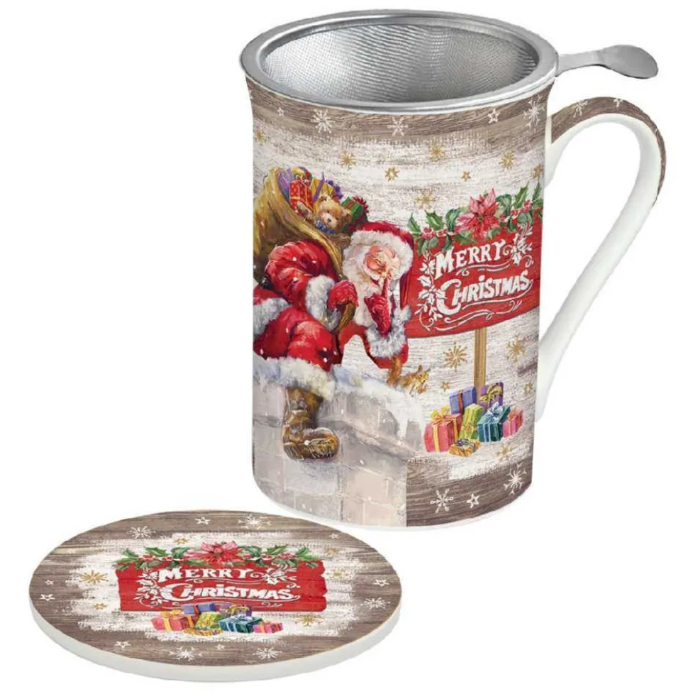 Easy Life Tableware*Christmas Tableware: Fine China Mug With Lid And Metal Infuser
