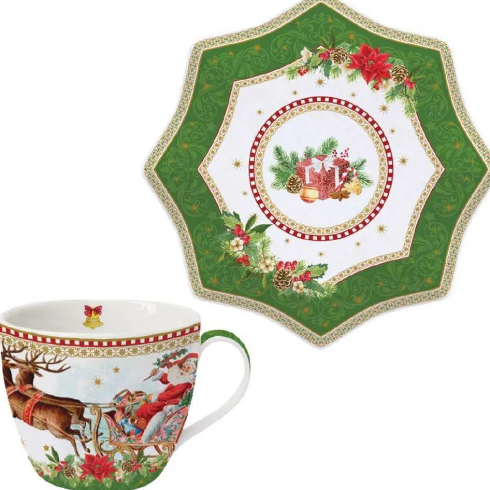 Easy Life Tableware*Christmas Tableware: Tea Cup & Saucer In Porcelain In Colour Box