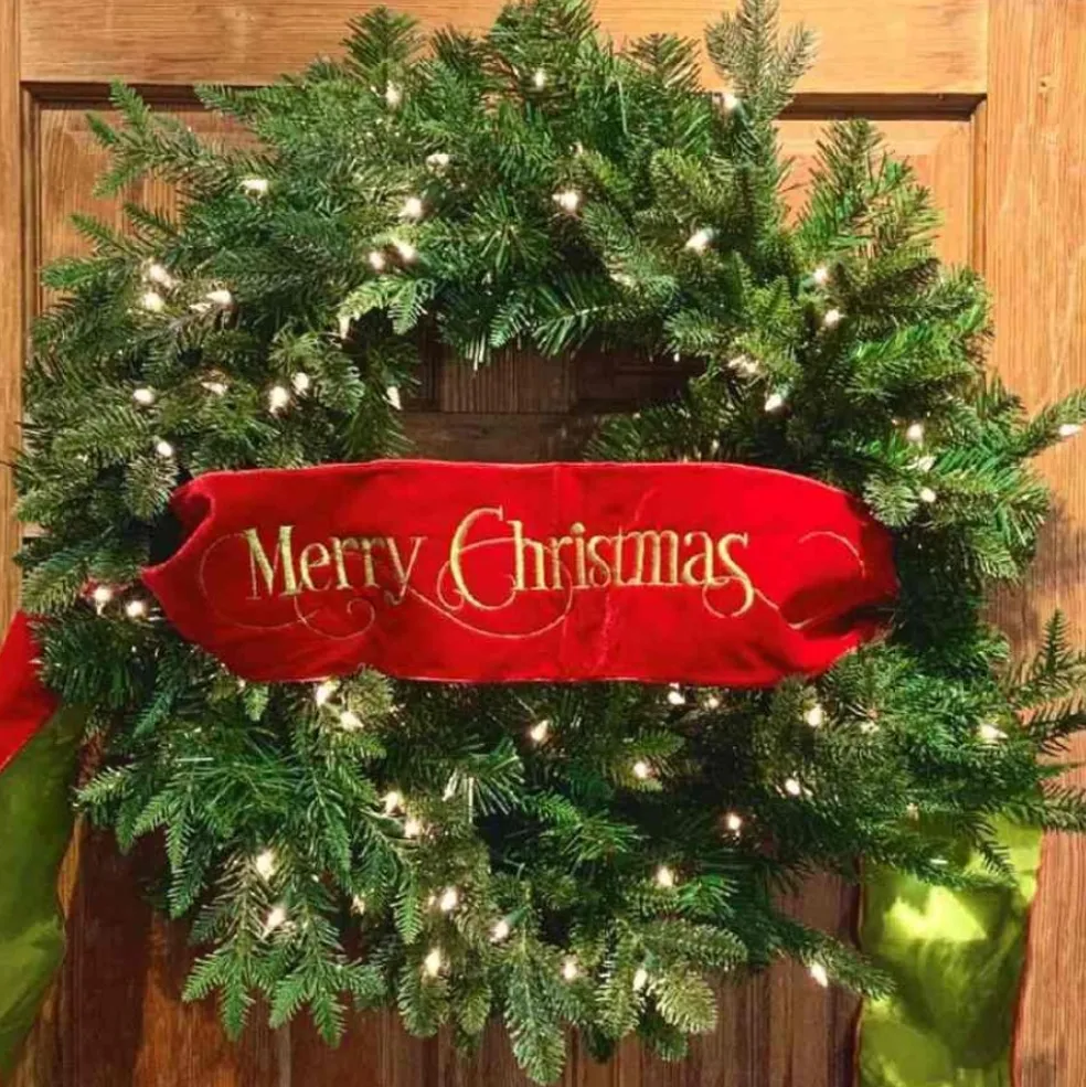 DStevens Fabric*D. Stevens Velvet Embroidery Banner Merry Christmas