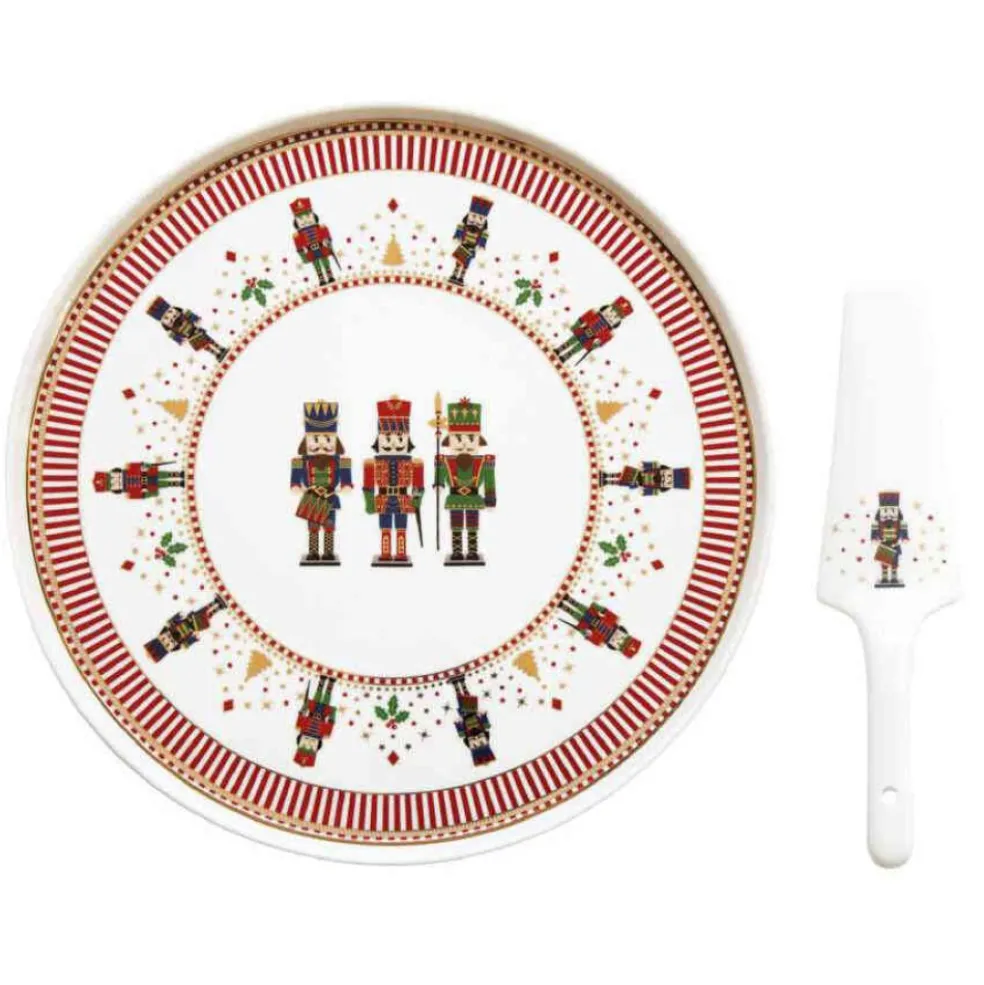 Easy Life Tableware* Tableware Porcelain Cake Plate 32 Cm With Slicer