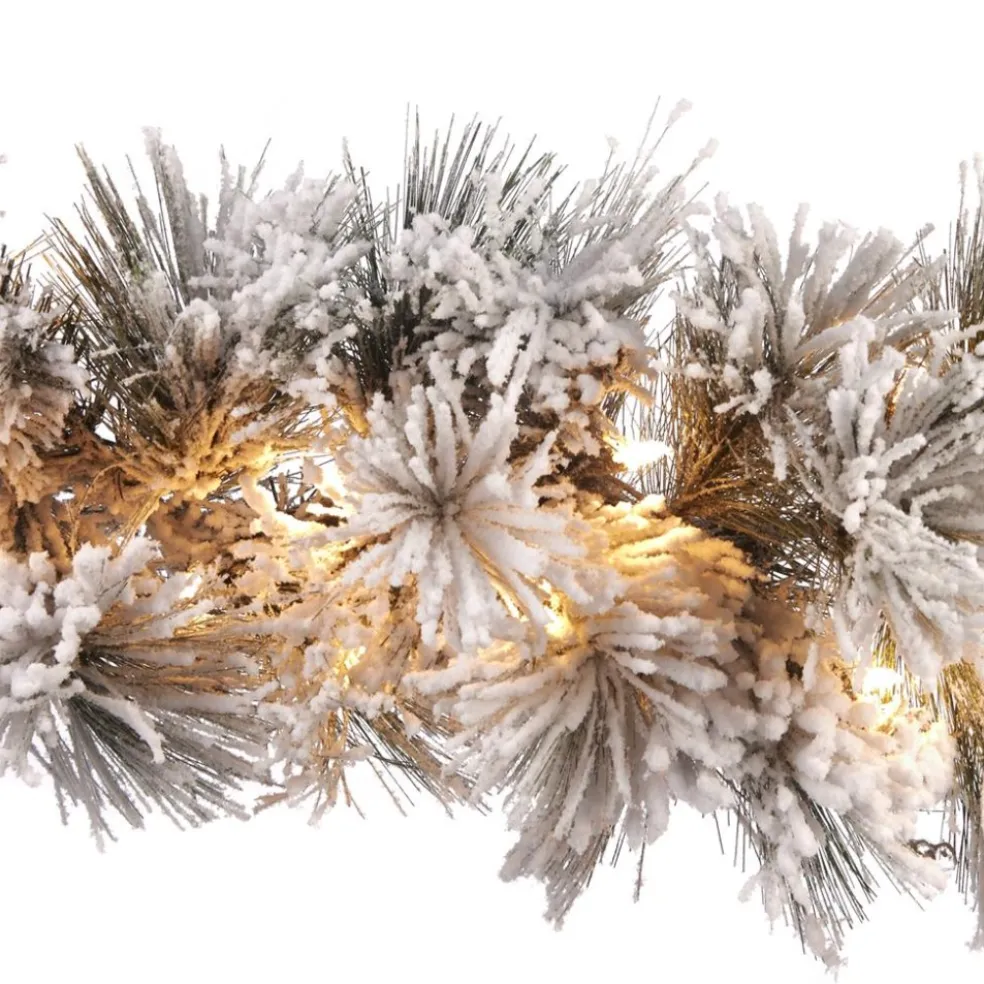 Goodwill Home Decors*Flocker Needle Pine Garland With Lights Als 78228
