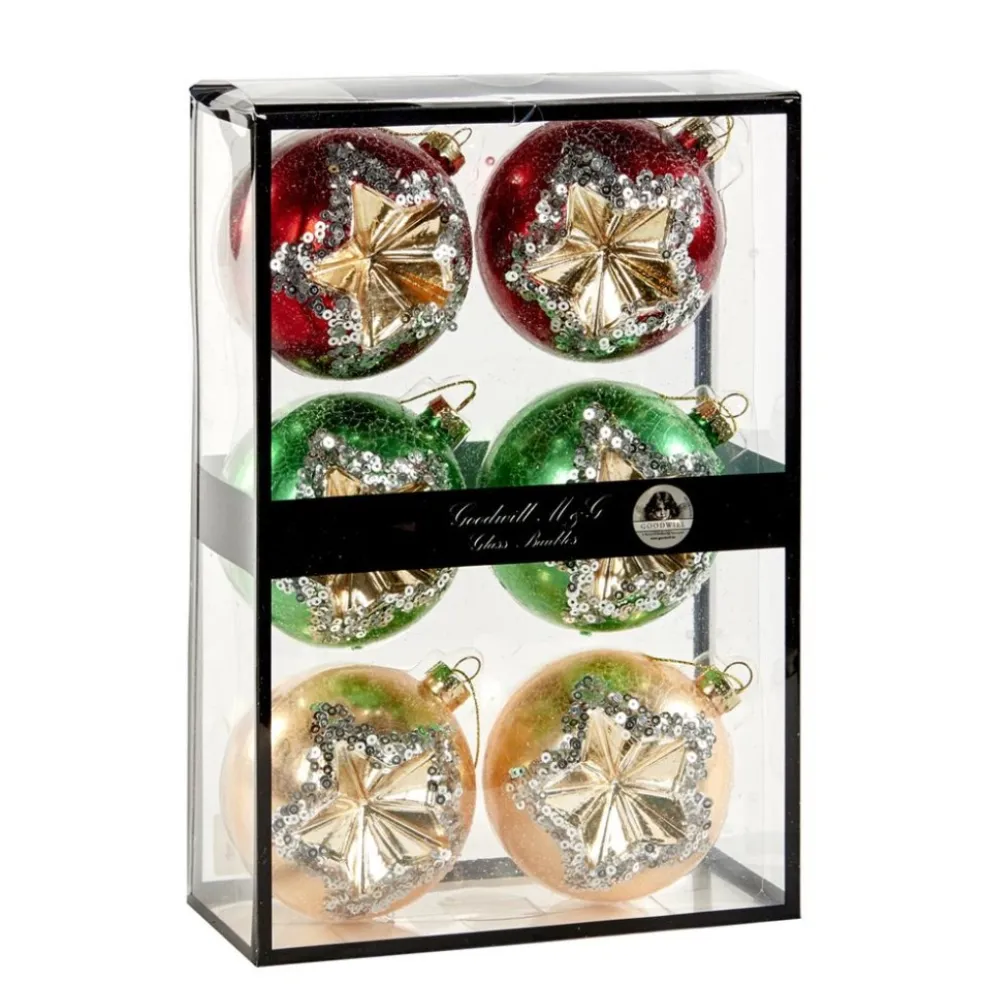 Goodwill Christmas Tree*Glass Ball Box 6 Assorted P 36894