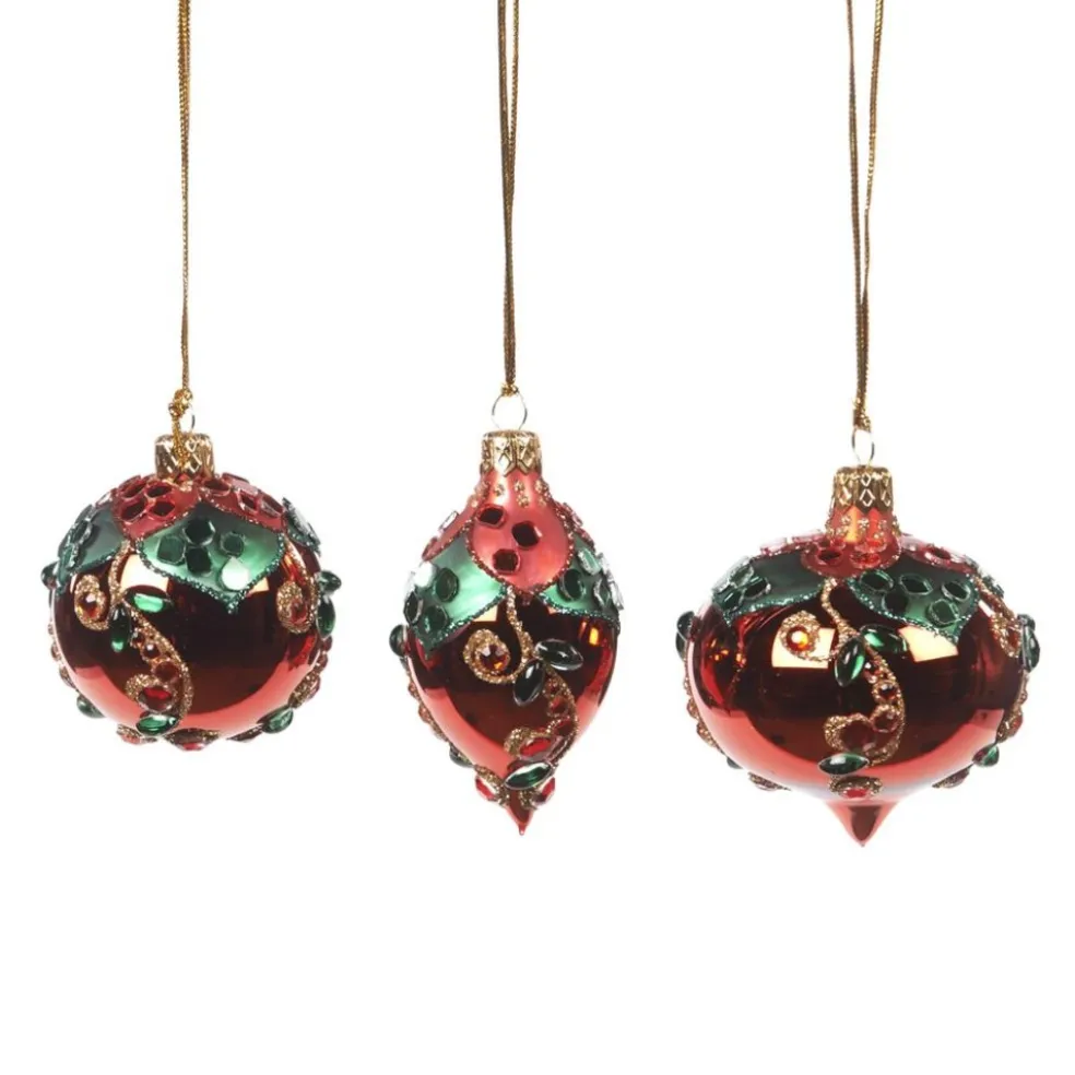 Goodwill Christmas Tree*Glass Mini Floral Ball Ornament 3 Assorted L 20184
