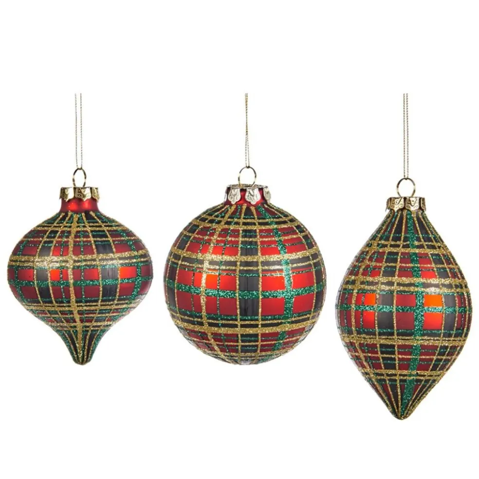 Goodwill Glass Baubles*Glass Tartan Ball 3 Assorted C 15064