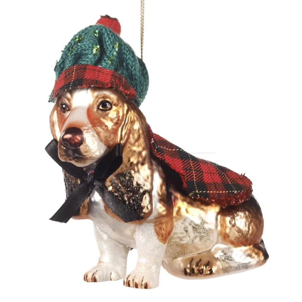 Goodwill Glass Baubles*Glass Tartan Dog Ornament Tr 27062
