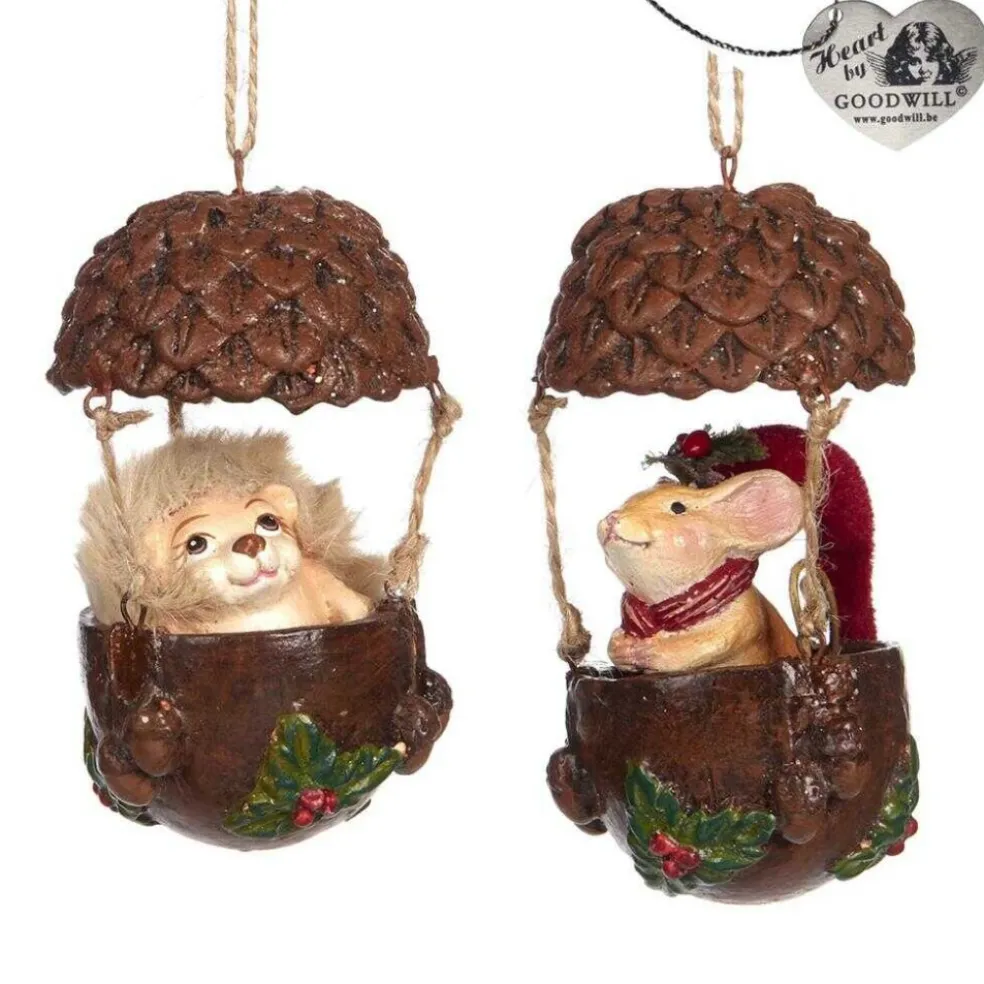 Goodwill Christmas Tree*Goodill Belgium 2020 B 94514 Mouse Hedgehog In Acorn Balloon 2 Assorted