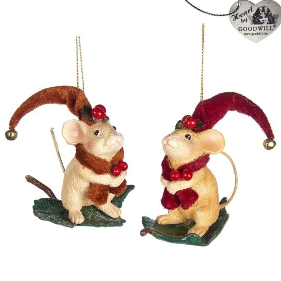 Goodwill Christmas Tree*Goodill Belgium 2020 B 94504 Woodland Mouse With Leaf 2 Assorted