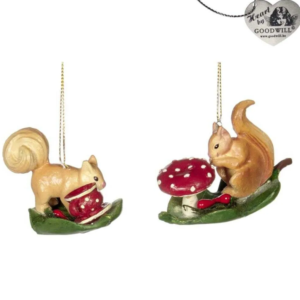 Goodwill Christmas Tree*Goodill Belgium 2020 B 93161 Woodland Tea Party Squirrel On Leaf 2 Assorted