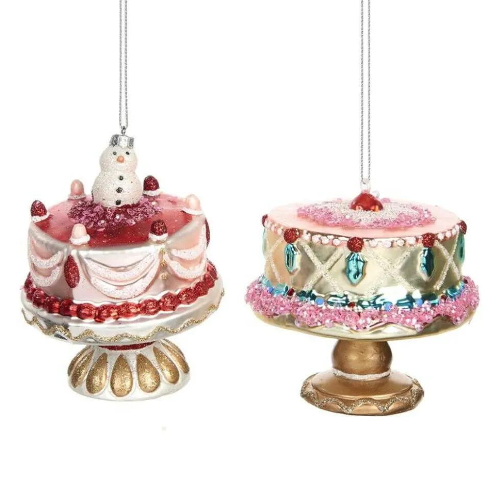 Goodwill Christmas Tree*Goodill Belgium 2020 Tr 24787 Glass Cake On Stand Ornament 2 Assorted