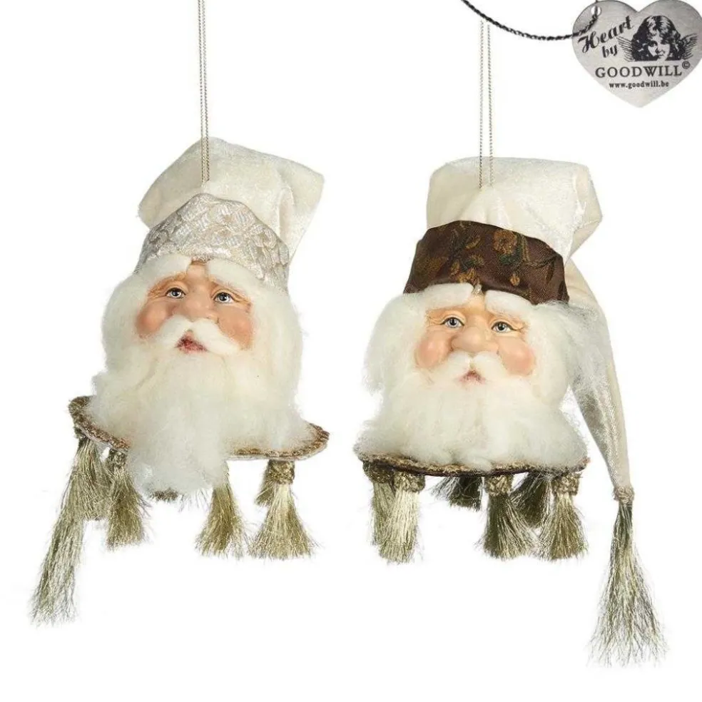 Goodwill Christmas Tree* Belgium Journey Santa Head Ornament 2 Assorted J 64255