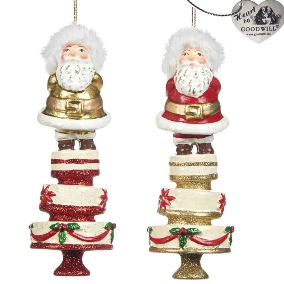 Goodwill Christmas Tree* Belgium Santa On Cake Ornament 2 Assorted B 94411