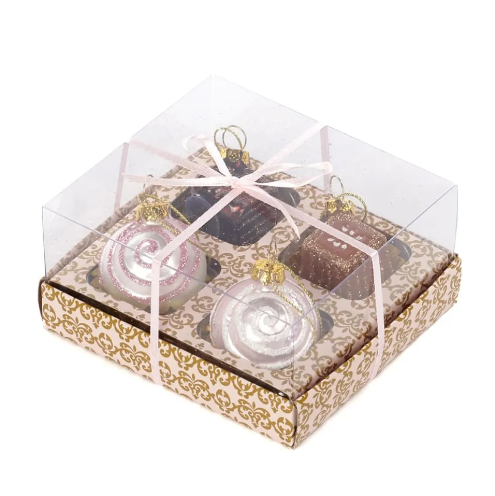 Goodwill Christmas Tree* Belgium Tr 23011 Glass Chocolate Ornament Box Of 4