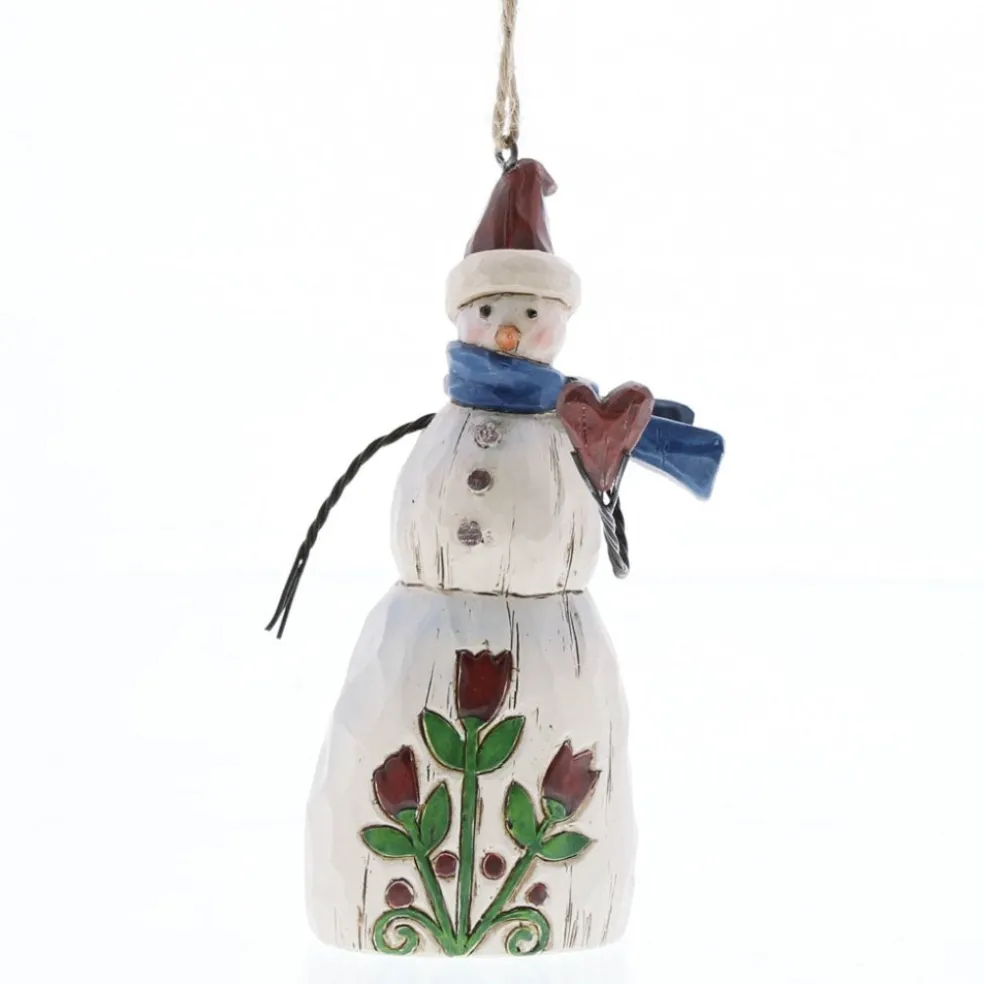 Jim Shore Christmas Tree* 4058773 Folklore Snowman With Heart (Hanging Ornament)