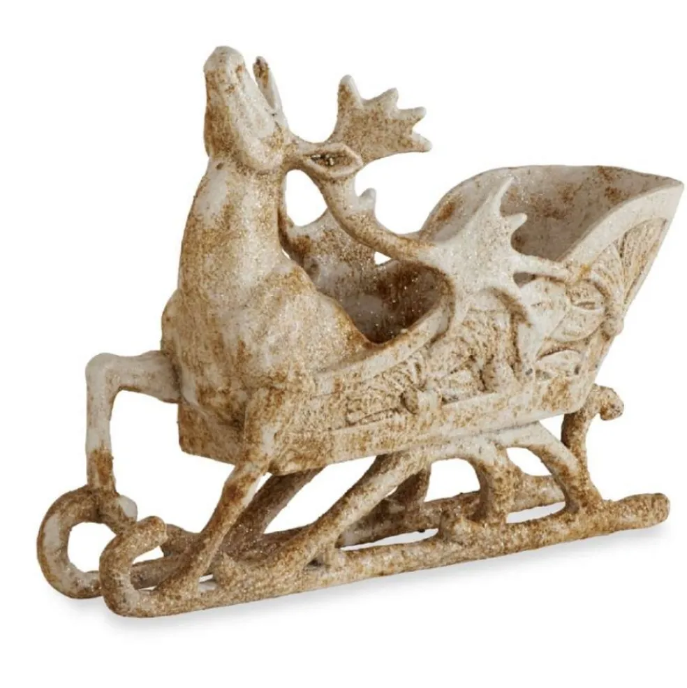 KKInteriors Traditional*K&K Interiors 51906A - Glitter And Rust Deer Sleigh