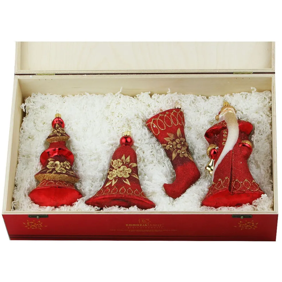 Komozja Famiily Glass Baubles*Komozja Family Mostowski Red Ornaments Collection 5103-2