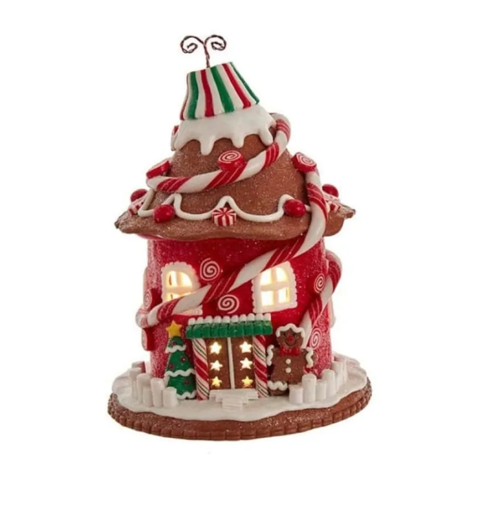 Kurt Adler Gingerbread* 7.5" Candy Gingerbread House With C7 Bulb Gbj0022A