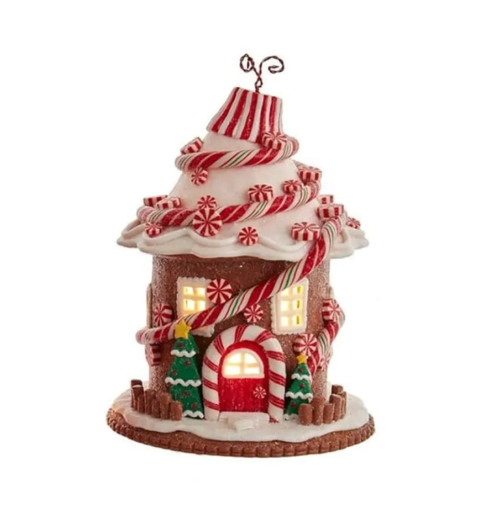 Kurt Adler Gingerbread* 7.5" Candy Gingerbread House With C7 Bulb Gbj0022B