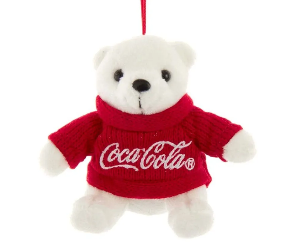 Kurt Adler Christmas Tree* 4" Coke Bear With Red Sweater Ornament Cc7201