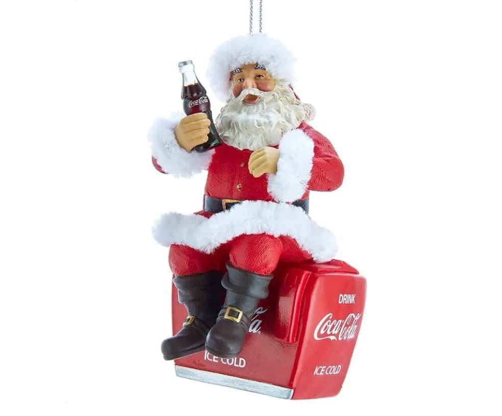 Kurt Adler Christmas Tree* 4" Coke Santa On Cooler Ornament Cc9172