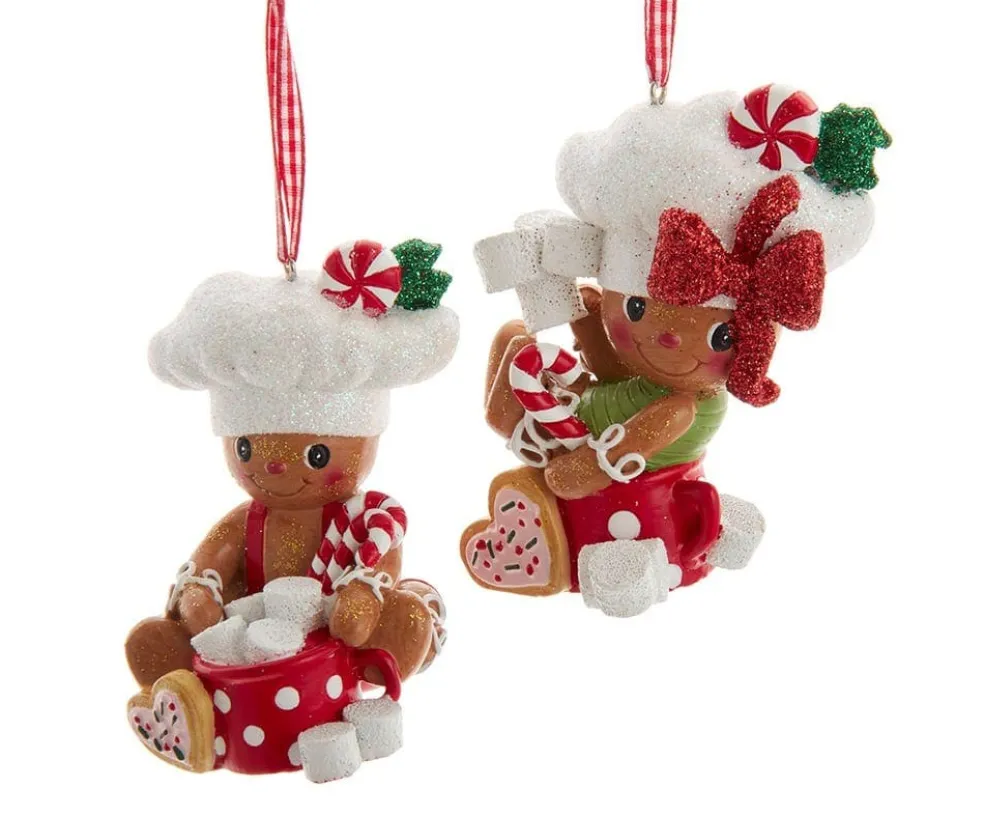 Kurt Adler Gingerbread* 3.75" Gingerbread Boy Girl Cocoa Marshmallow H5626