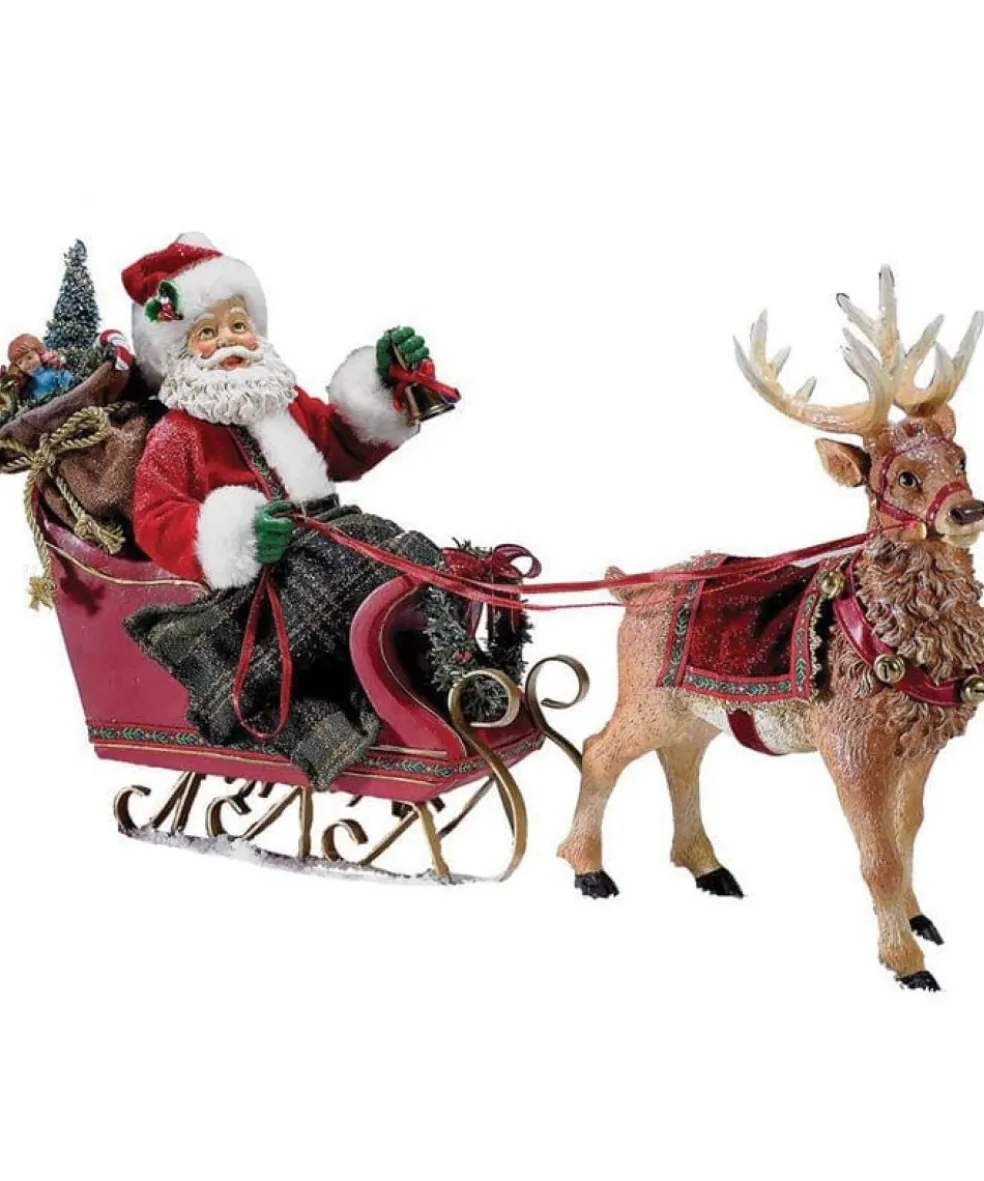 Kurt Adler Santa Claus* 10" Santa In Sleigh With Deer C7339