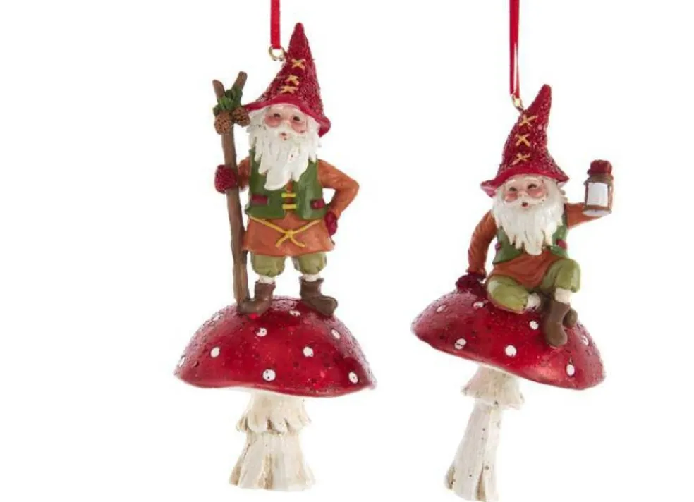 Kurt Adler Christmas Tree* D3765 Pinecone Gnome On Mushroom2 Assorted