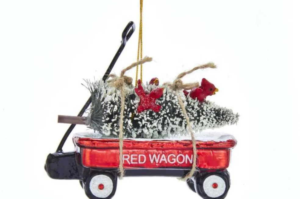 Kurt Adler Christmas Tree* Nb1449 Noble Gems Glass Red Wagon Orn