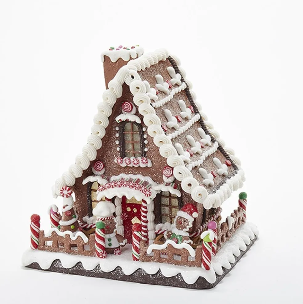 Kurt Adler Gingerbread* Nyc D2869 Battery-Operated Led Gingerbread Candy House Table Piece