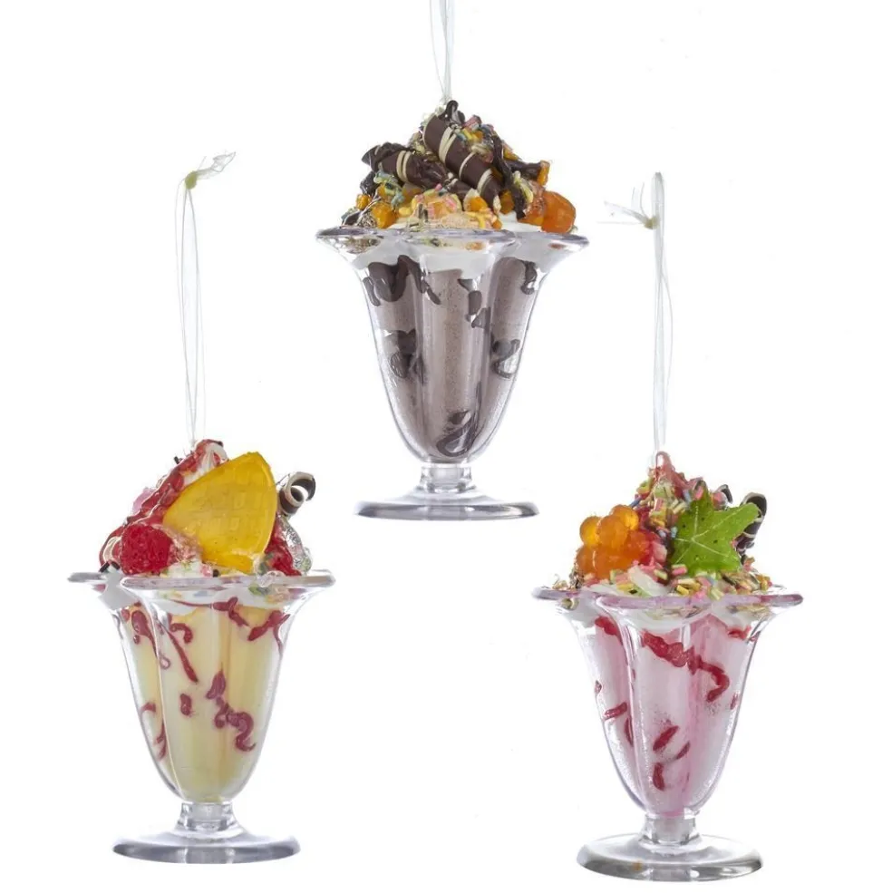 Kurt Adler Christmas Tree* Nyc D3503 Ice Cream Sundae Ornament, 3 Assorted