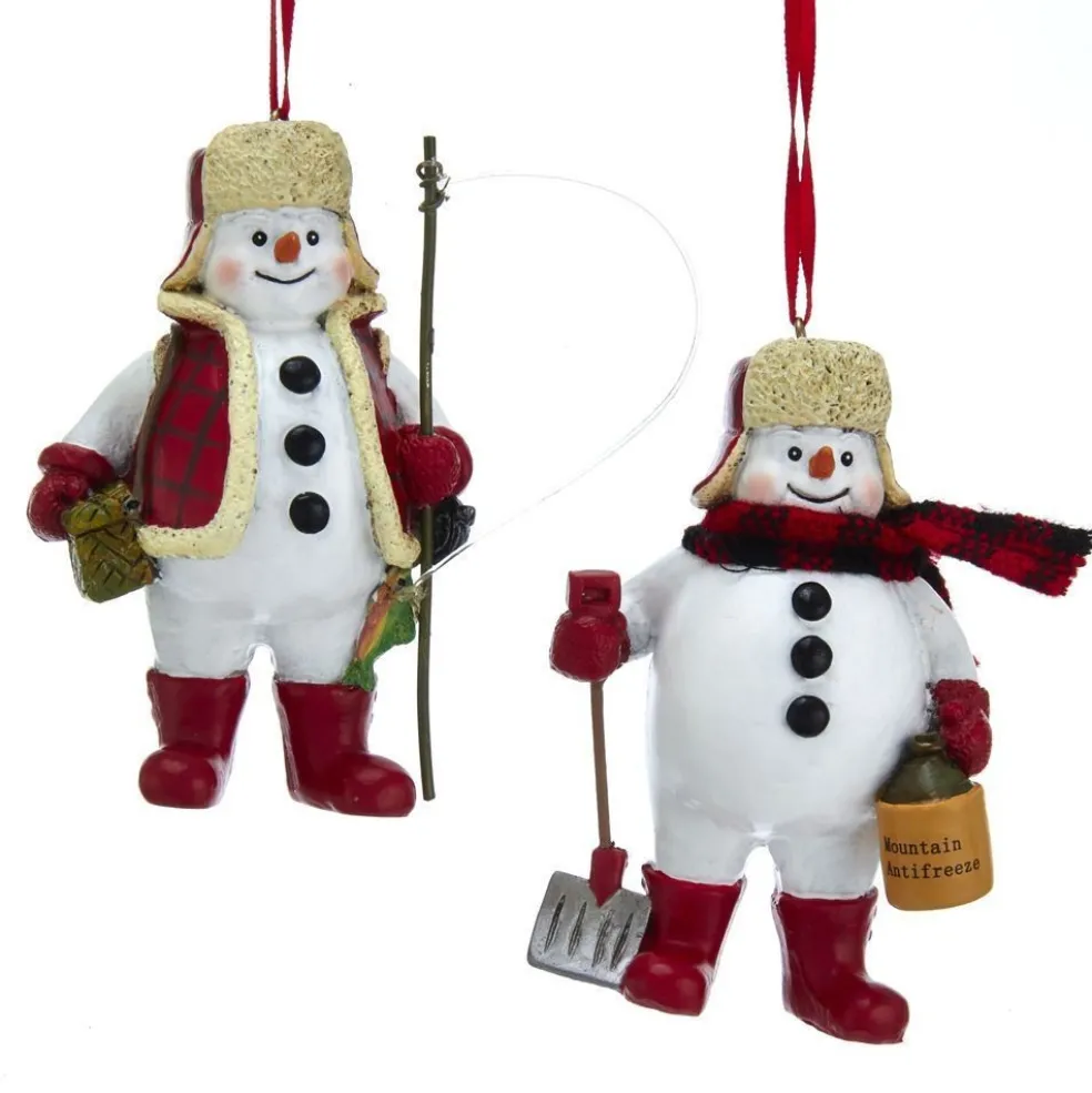 Kurt Adler Christmas Tree* Nyc D3550 Lodge Snowman Ornaments, 2 Assorted