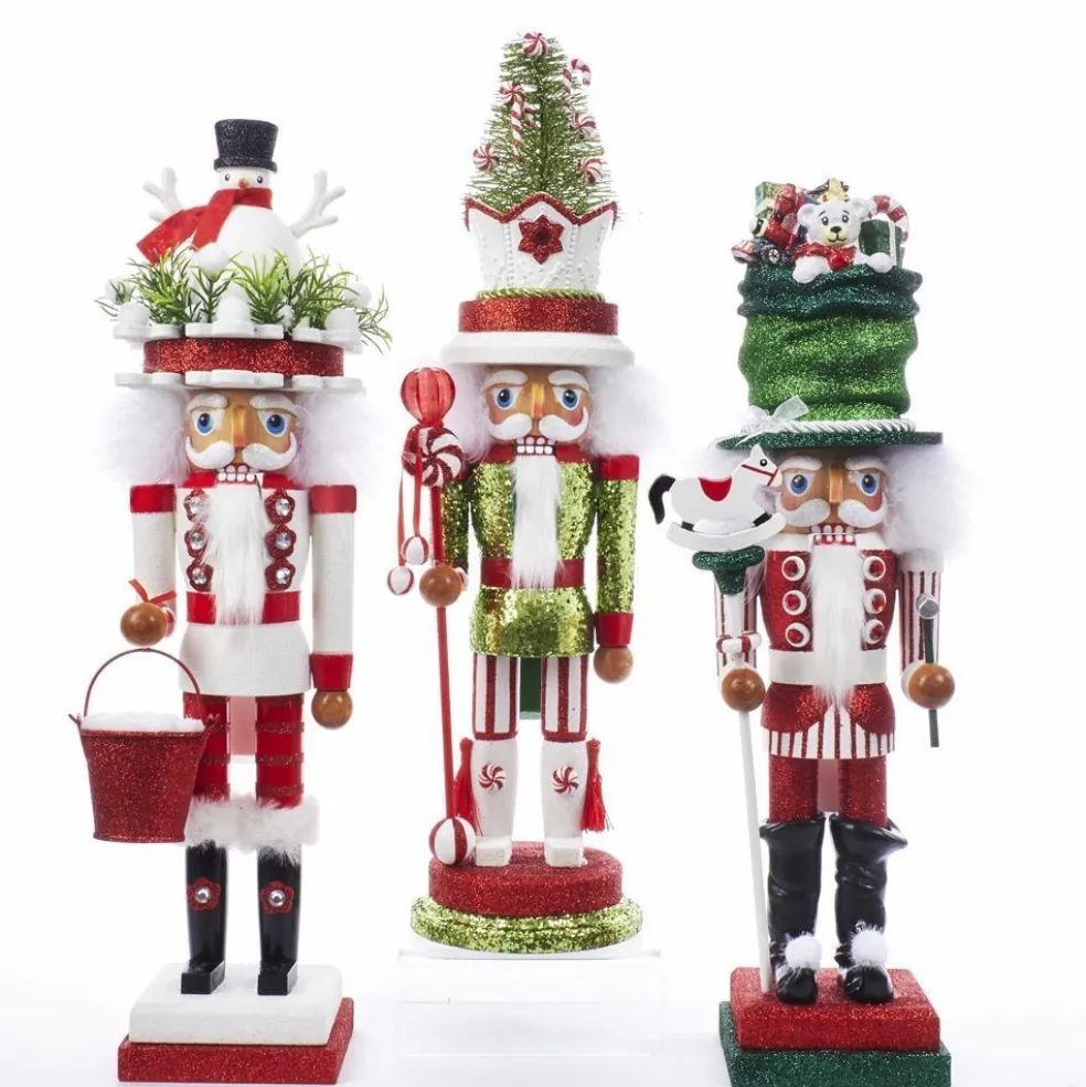 Kurt Adler Nutcrackers* Nyc Ha0412 Hollywood Snowman Hat, Toy Maker Hat And Candy Hat Nutcrackers