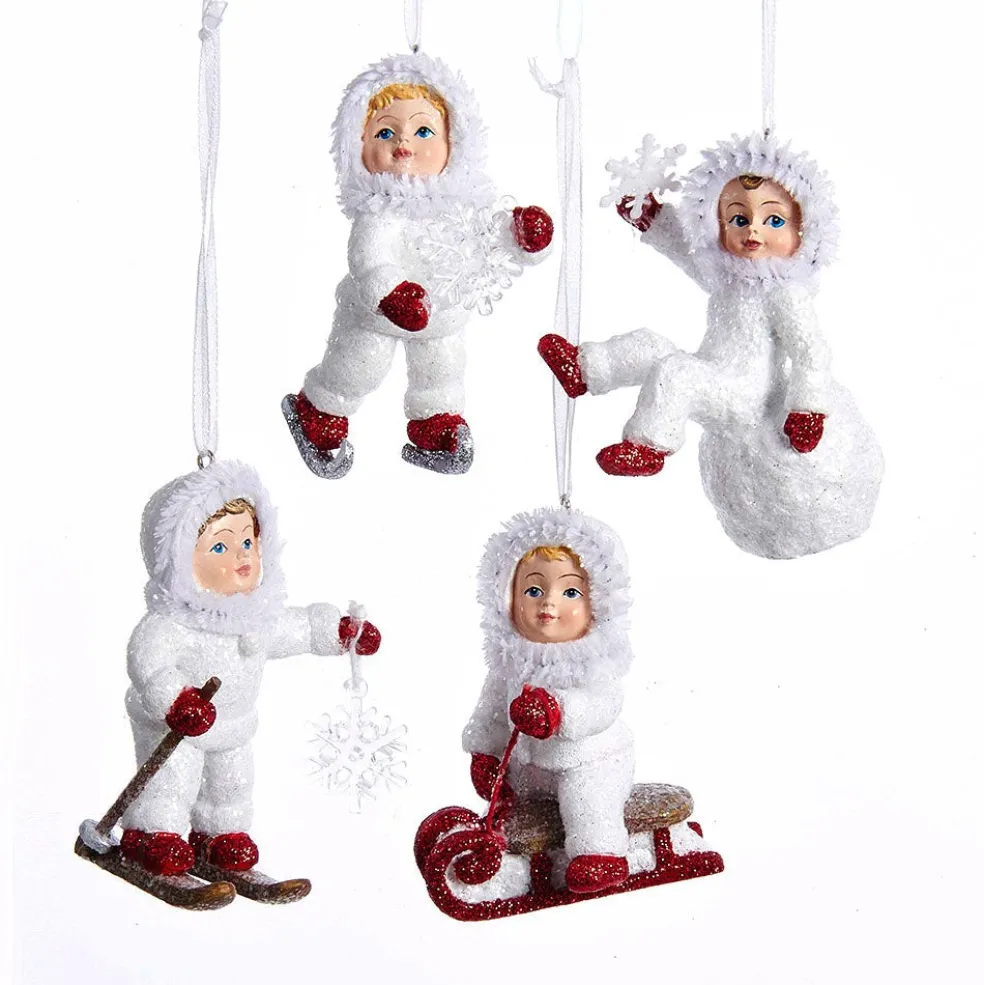 Kurt Adler Christmas Tree*Kurt S. Adler Nyc C8986 Snow Kid Ornament 4 Assorted