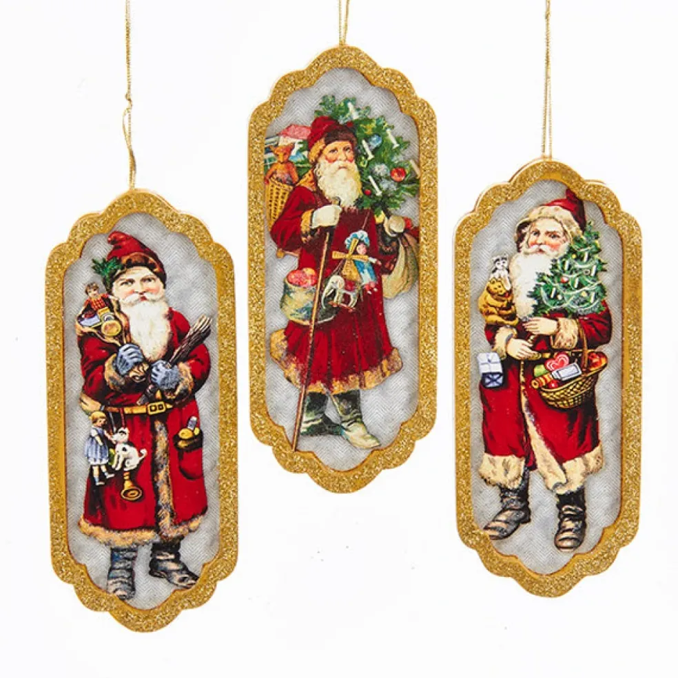 Kurt Adler Traditional*Kurt S. Adler Nyc C6848 Vintag Cranberry Santa Frame 3 Assorted