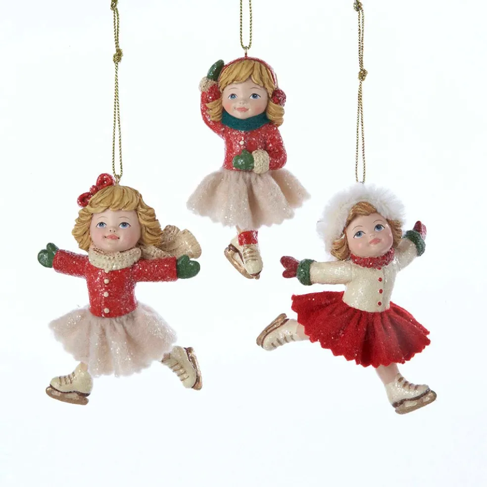 Kurt Adler Christmas Tree*Kurt S. Adler Nyc C8493 Vintage Girl Skater Ornament 3 Assorted