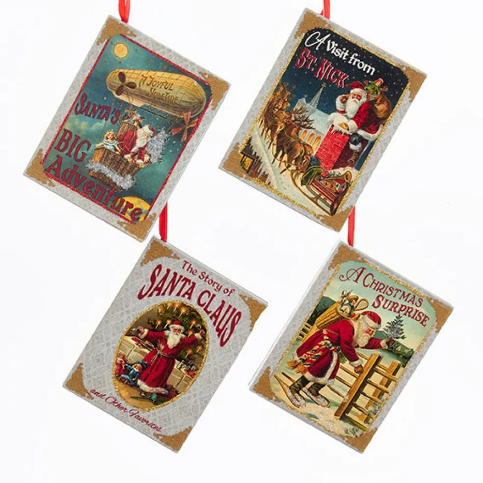 Kurt Adler Christmas Tree*Kurt S. Adler Nyc C6853 Vintage Santa Old Fashion Book 4 Assorted
