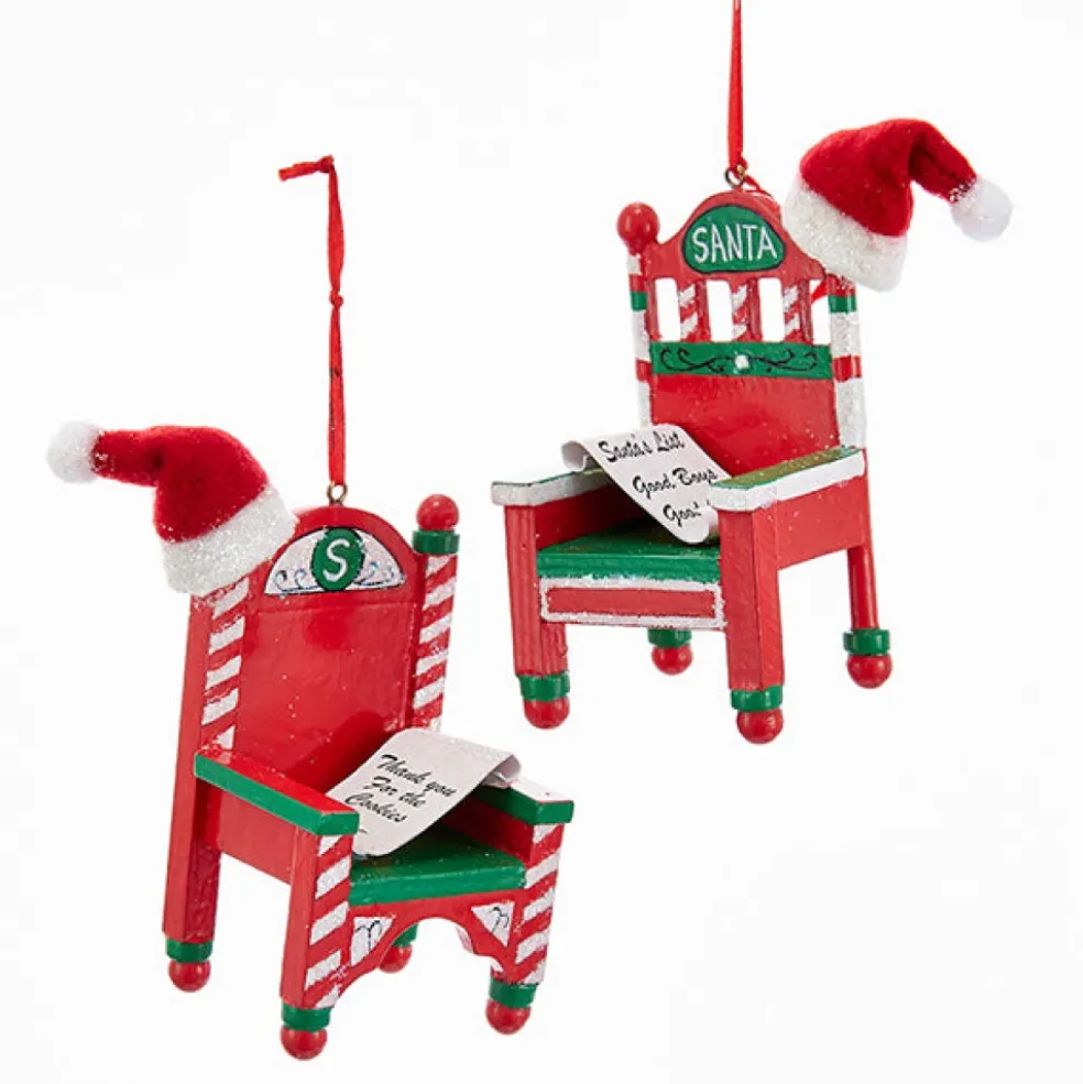 Kurt Adler Christmas Tree*Kurt S. Adler Nyc C6876 Wooden Santa Chair With Hat 2 Assorted