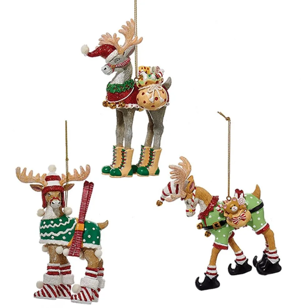 Kurt Adler Christmas Tree*Kurt S. Adler Nyc D2852 Christmas Deer Ornament 3 Assorted