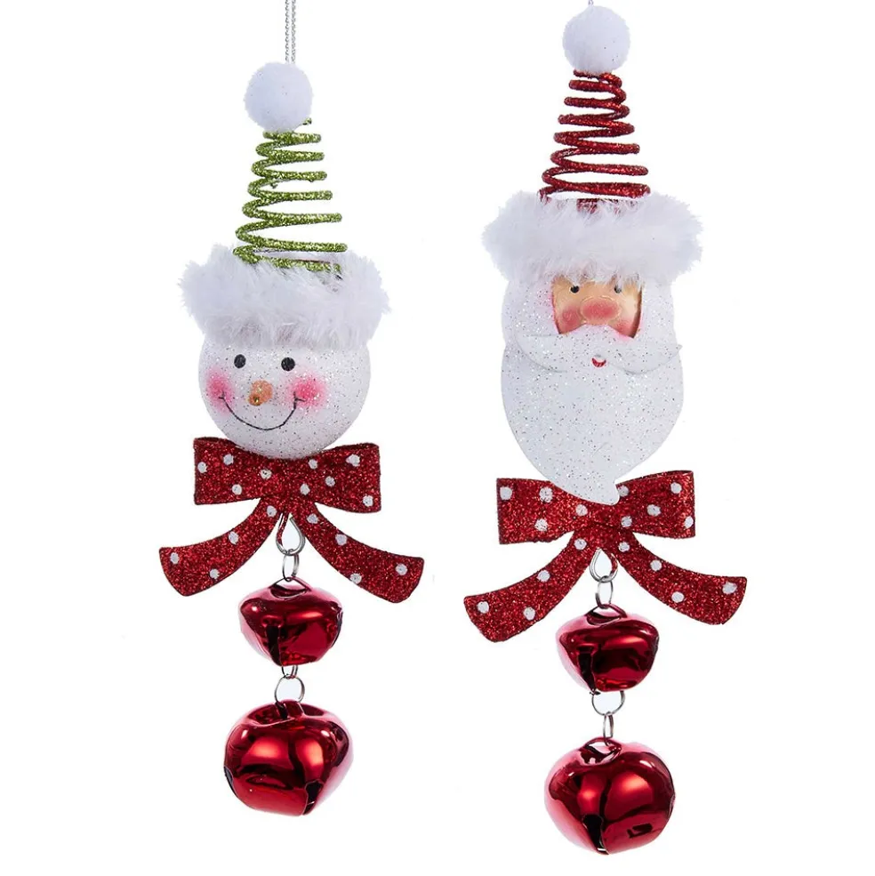 Kurt Adler Christmas Tree*Kurt S. Adler Nyc D2412 Snowman/Santa Head Bell 2 Assorted