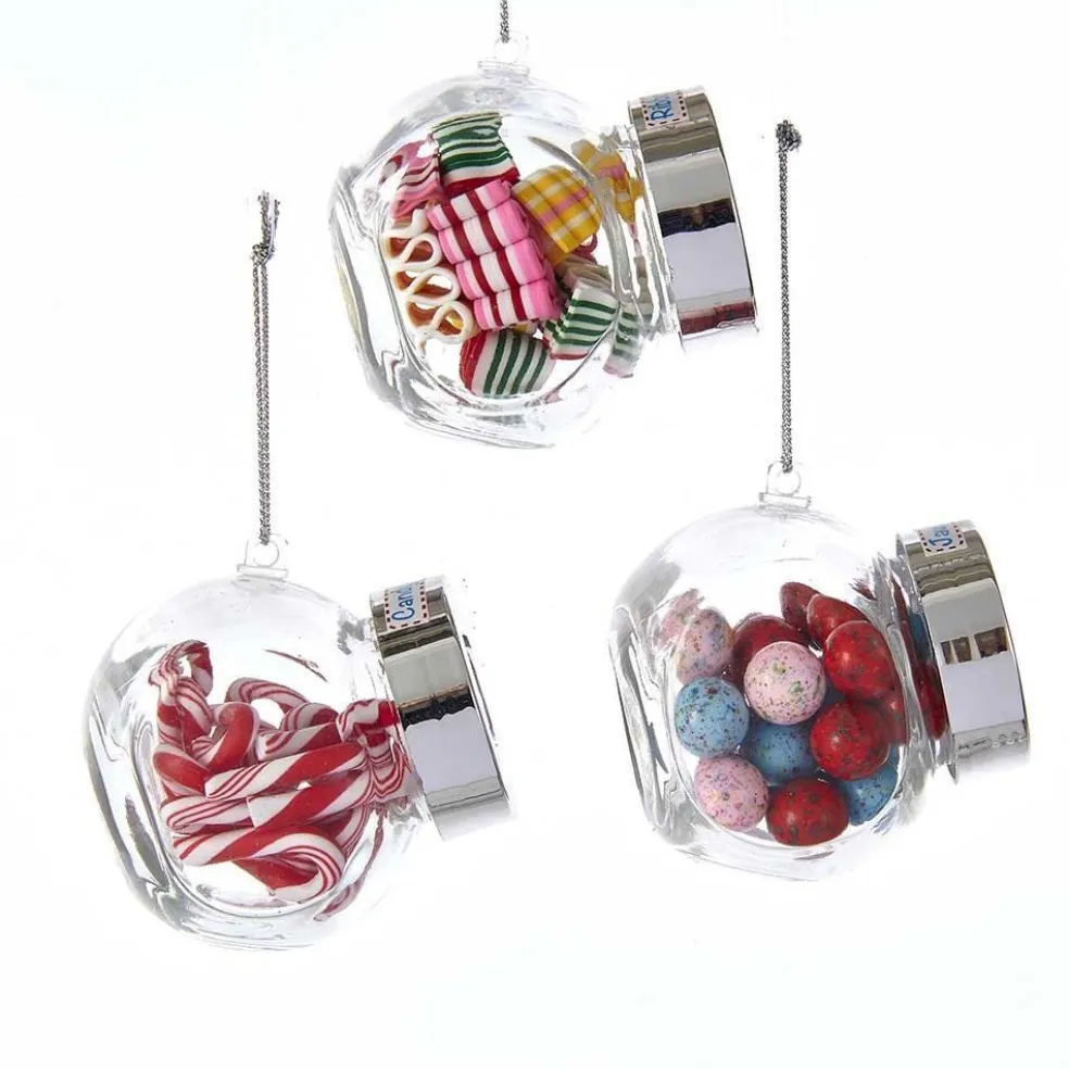 Kurt Adler Christmas Tree*Kurt S. Adler Nyc Glass Candy Jar Ornament 3 Assorted A1722