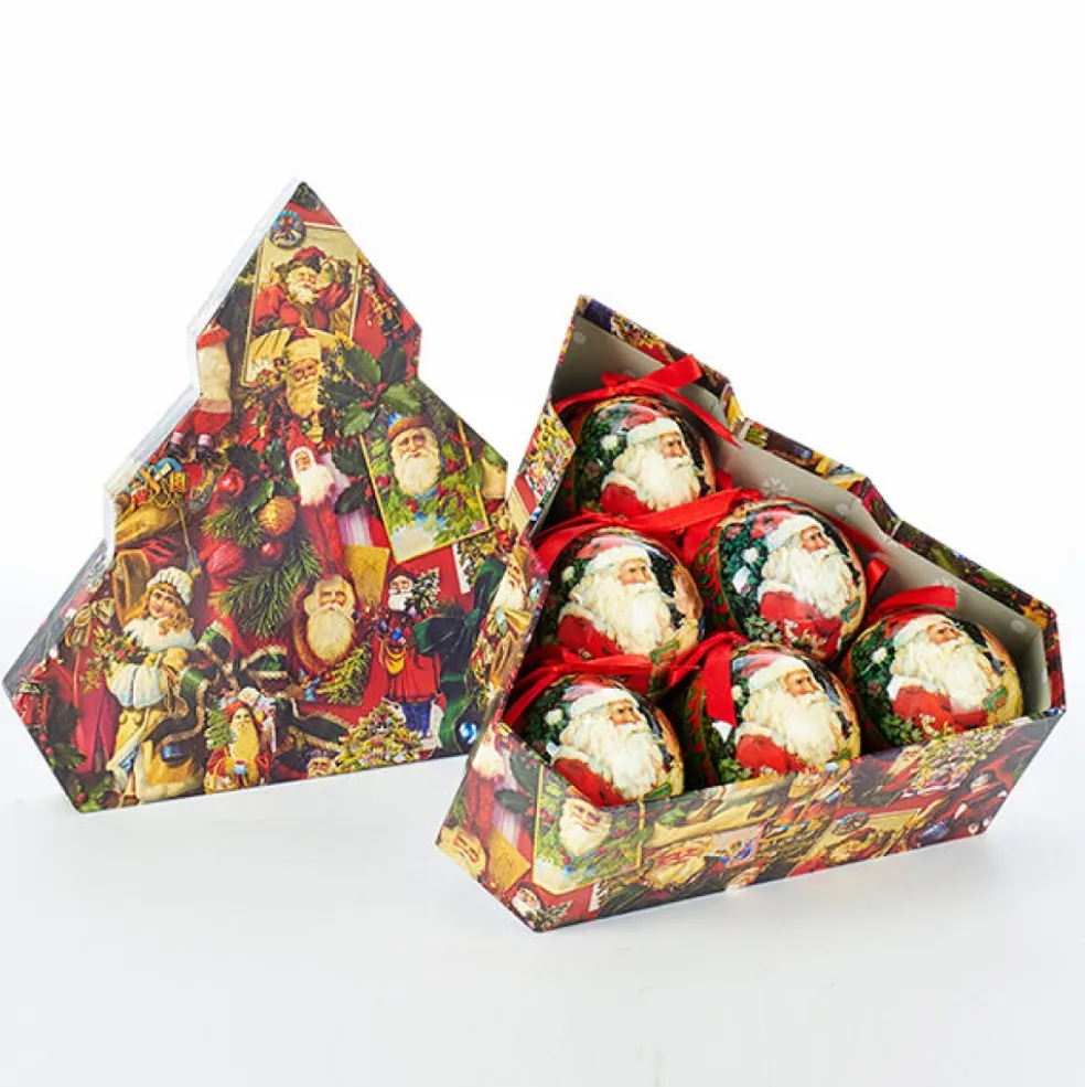 Kurt Adler Christmas Tree*Kurt S. Adler Nyc J8189 Decoupage Christmas Balls 6Pc Box