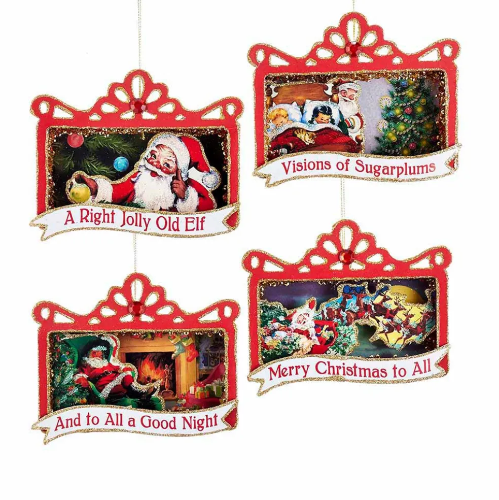 Kurt Adler Traditional*Kurt S. Adler Nyc Td1528 Paper Retro Santa Frame Ornament 4 Assorted