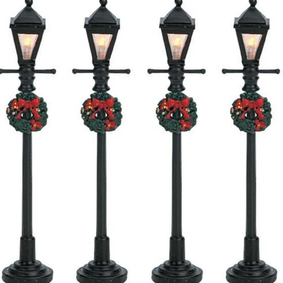 Lemax Christmas Villages* Gas Lantern Street Lamp Set Of 4 64498 - Christmas Village