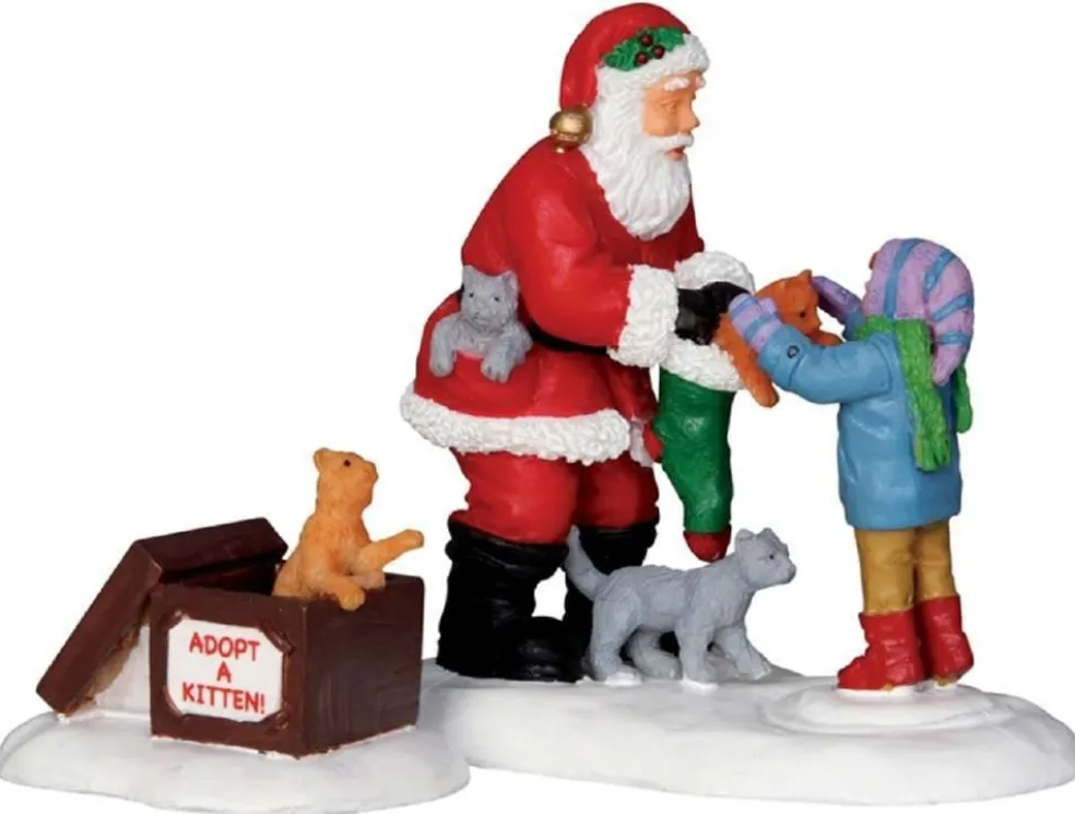 Lemax Christmas Villages* Santa And Kittens, Set Of 2 22045 General