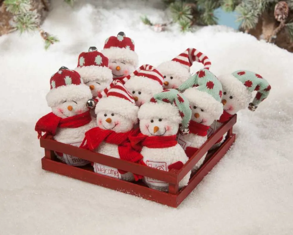Bethany Lowe Traditional*Lm8177 Crate Of Snowmen Set Of 9