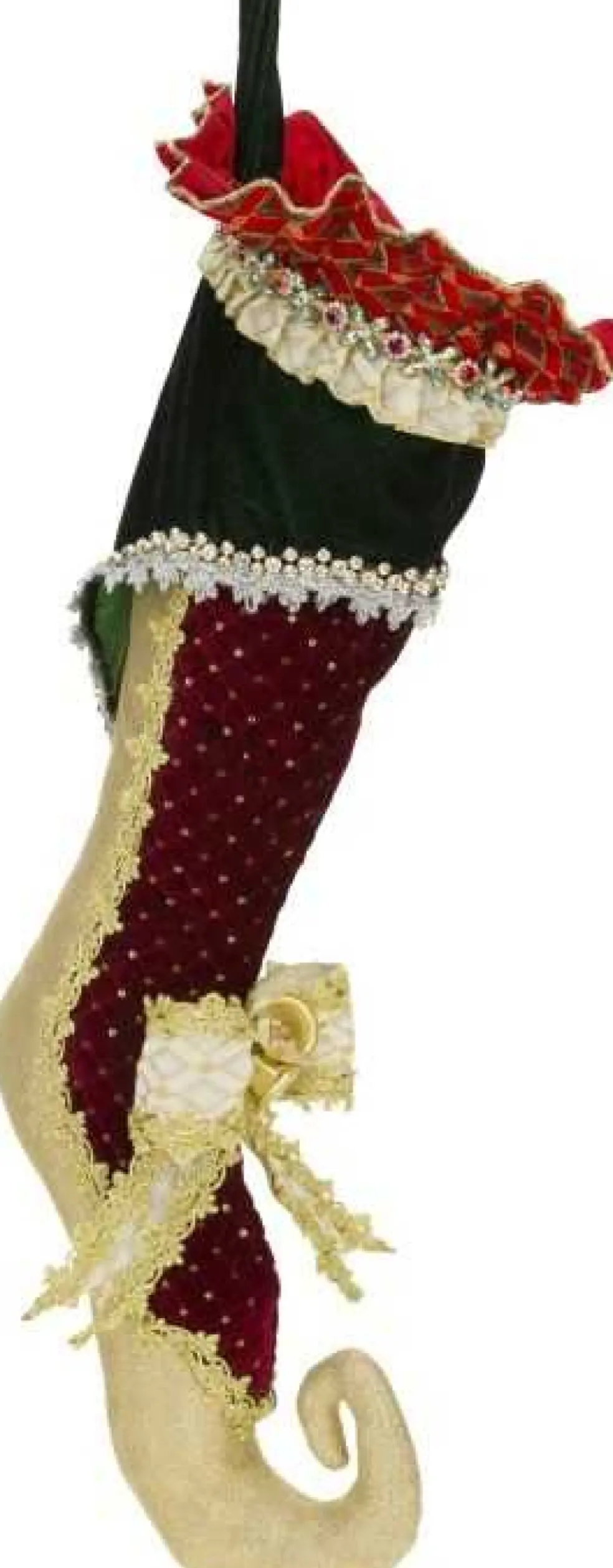 Mark Roberts Fabric* Gold Burgundy Stocking 24'' 24-87570