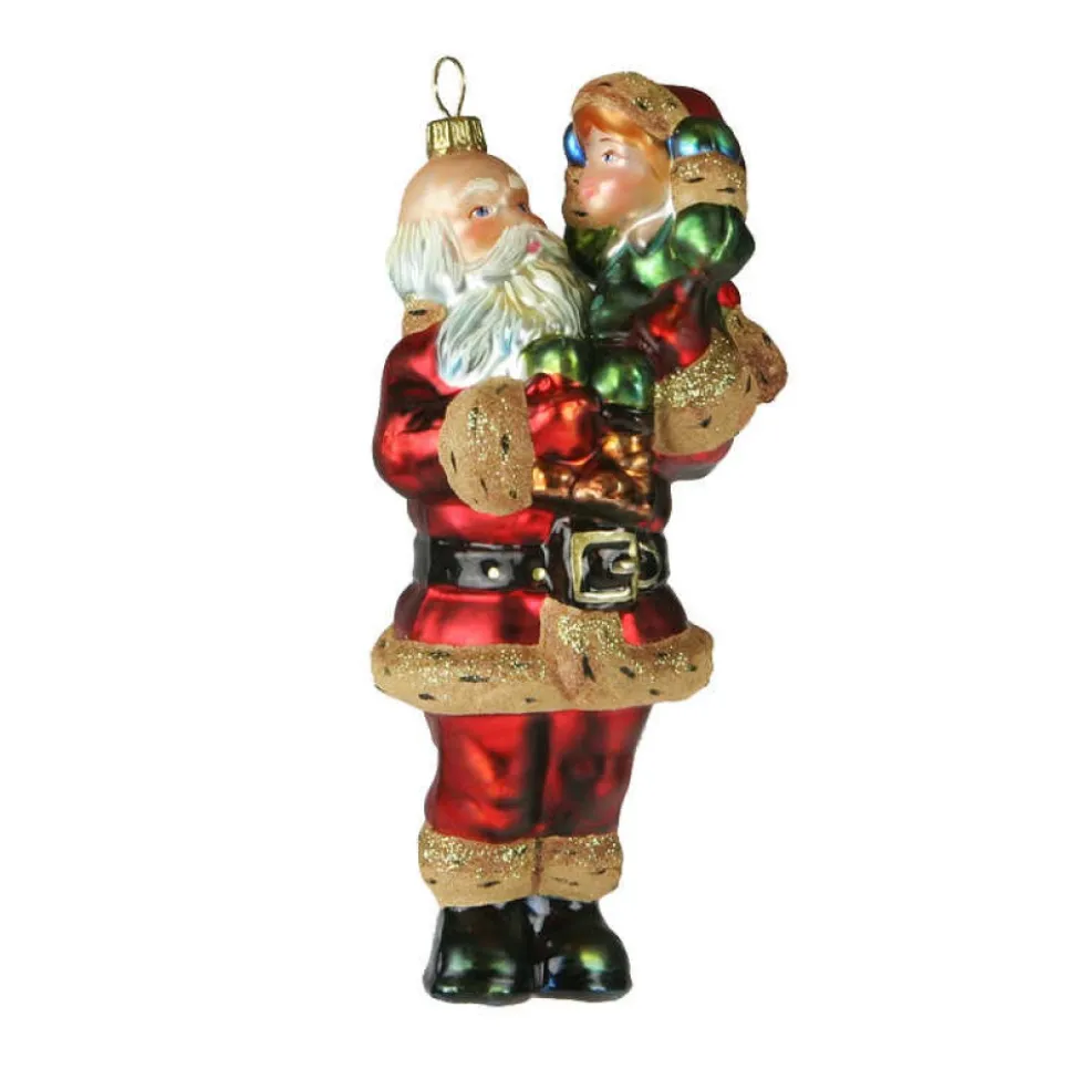 Komozja Famiily Glass Baubles*Mostowski Komozja Santa Carrying By A Child - Glass Bauble Handmade In Poland