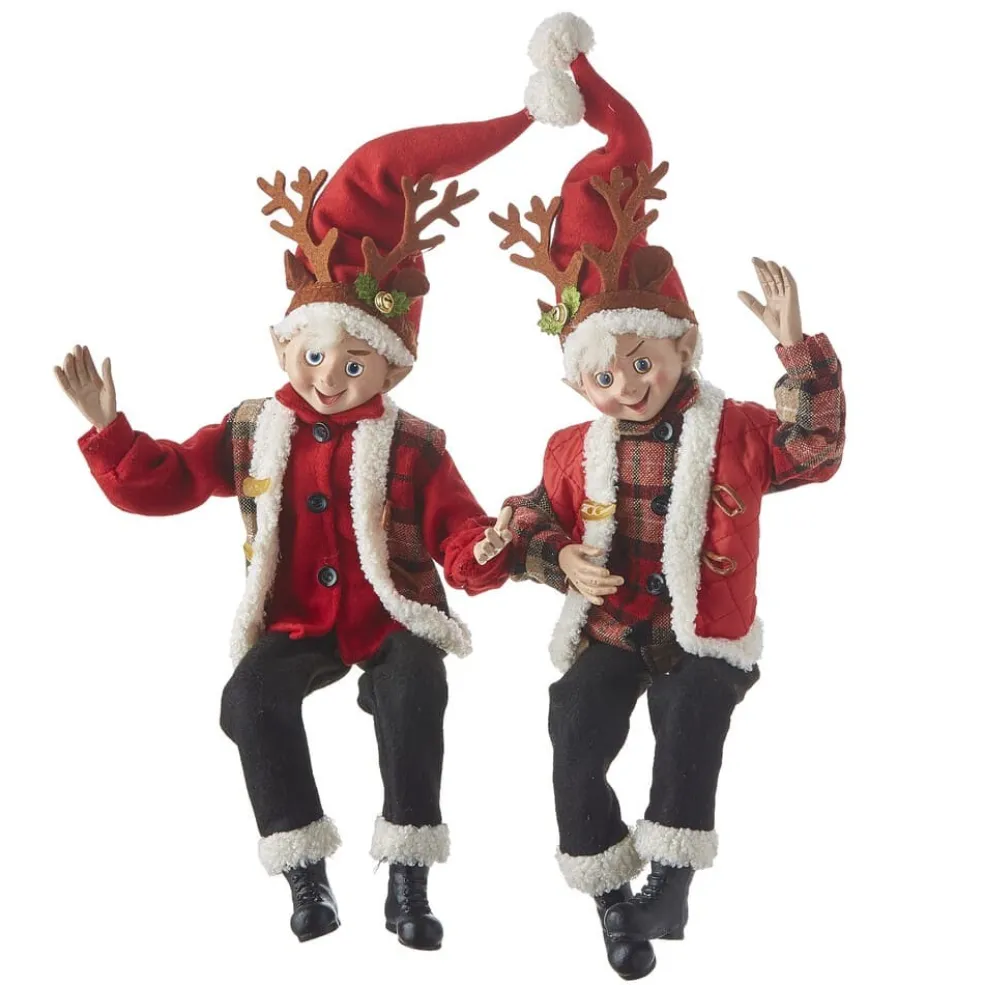 Raz Imports Elves* 16Inch Posable Elf With Reindeer Antlers 4102265 2 Assorted