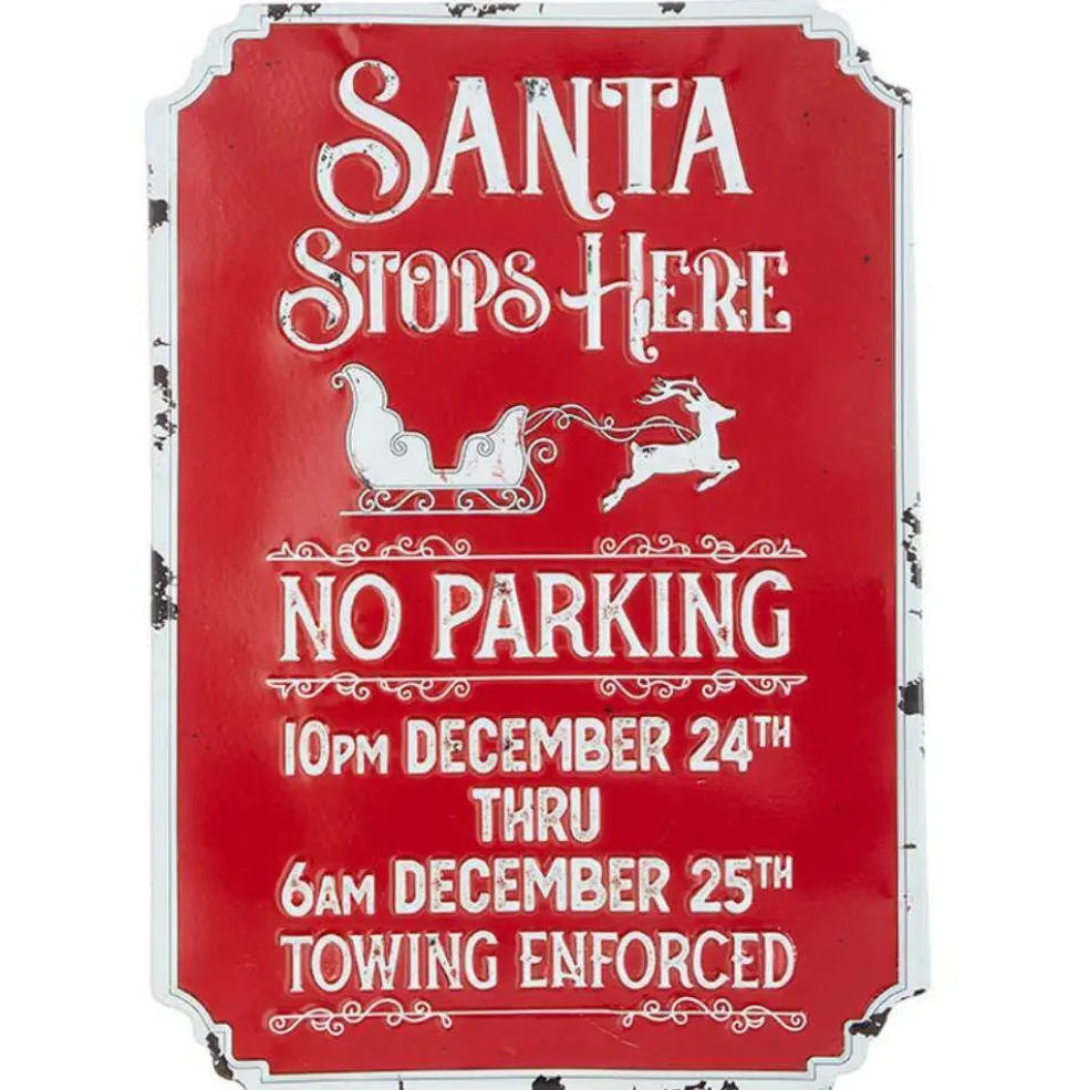Raz Imports North Pole* Santa Stops Here Sign 4012342